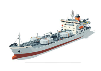 Fototapeta premium A large tanker ship sails across the ocean with cargo holds and pipes on deck.