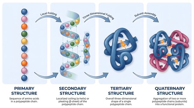 Detailed Diagram Illustrating The Four Levels Of Protein Structure Biological Science