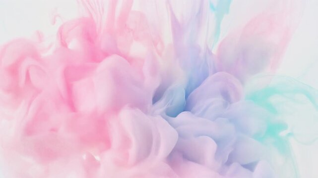 Pastel Watercolor Wash Flowing in Slow Motion &ndash; Pink Mint Lavender Abstract Art Cinematic Background