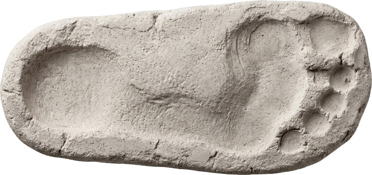 Plaster footprint cast isolated on transparent background