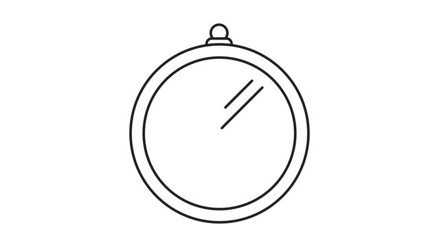 Round Wall Mirror Minimalist Black Line Vector Icon on White Background. This hand-drawn illustration features an editable stroke, making it a customizable and scalable graphic resource for web.