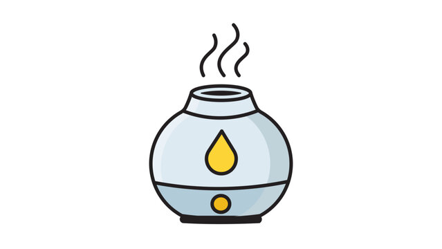 Essential Oil Diffuser Vector Icon with Editable Stroke, Modern Flat Illustration of Ceramic Aroma Humidifier with Steam and Drop Symbol for Wellness, Spa, and Aromatherapy Design Projects.