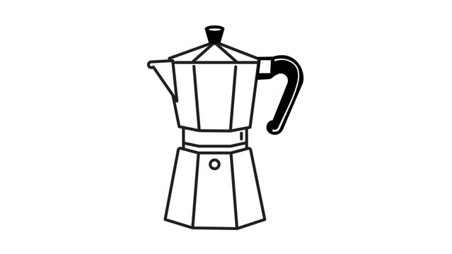 Classic Moka Pot Stovetop Espresso Maker Vector Icon with Editable Stroke. Minimalist Black Line Illustration of an Italian Coffee Pot for Kitchen and Cafe Design, Isolated on White Background