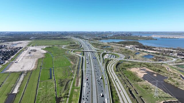 Major highway with traffic infrastructure in Europe
