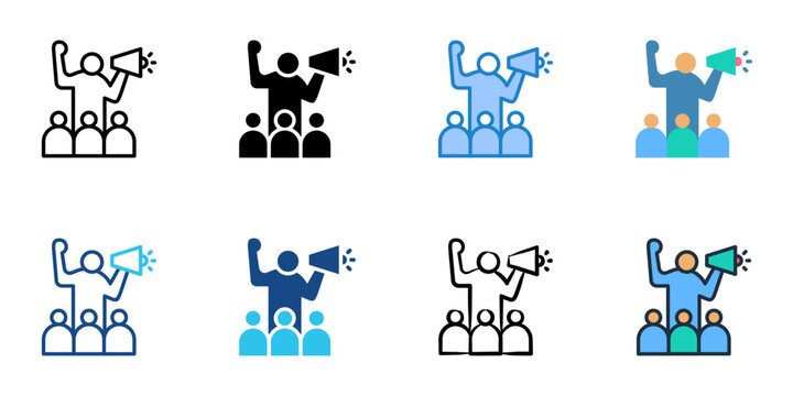 Public relations icons set multiple style collection. Editable stroke 
