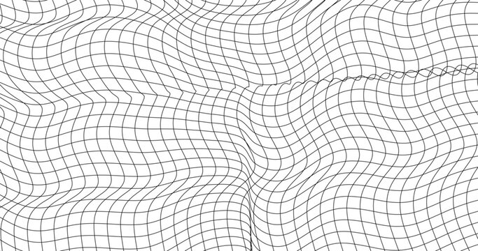 Grid Abstract wave billowy and squiggle lines on white background
