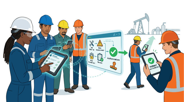 Digital Work Permit System for Oil and Gas Industry with Diverse Team Assessing Risk and Safety Procedures