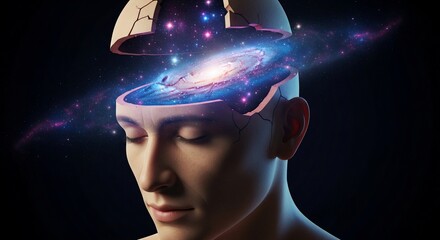 Human mind universe concept illustration