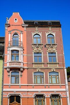 p&ouml;&szlig;neck, deutschland - typisches haus in der altstadt