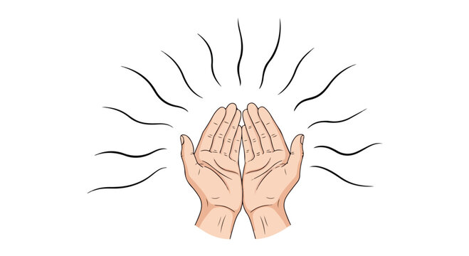 Open hands cupping a radiant glow as light rays emanate upward in a gentle healing illustration of hope