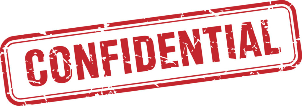 A red confidential stamp on a white background