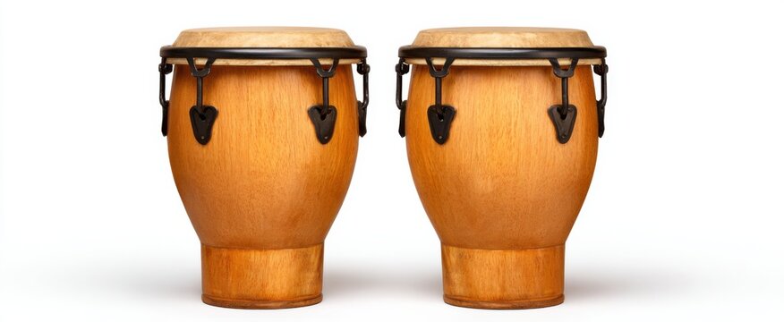 Conga drums like sun-kissed tree trunks ready to unleash Afro-Cuban music beats.
