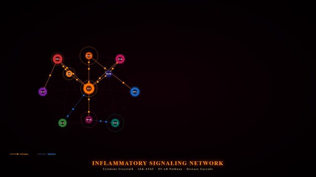 Advanced organoid disease modeling illustrates the intricate inflammatory signaling network through dynamic cytokine crosstalk and molecular interactions.