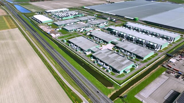 Large data center complex in a rural landscape in Europe