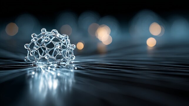 Abstract representation of molecular structure with glowing effects.