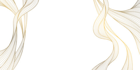 Naklejka premium Luxury abstract gold wave pattern, thin elegant lines on white background. Premium vector design, Japanese curves, geometric elements, and smooth silk texture, wallpapers.