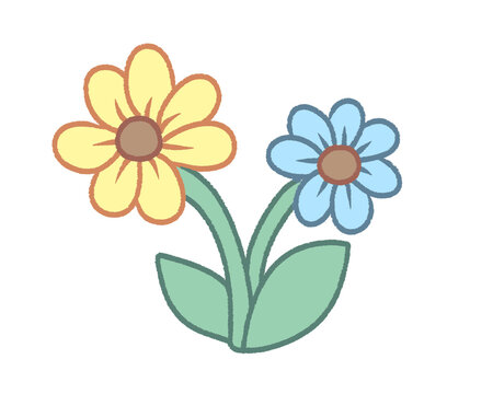 Flower hand drawn. PNG transparent. Clip art for  greeting card, poster, banner, sticker, wall art, packaging. 