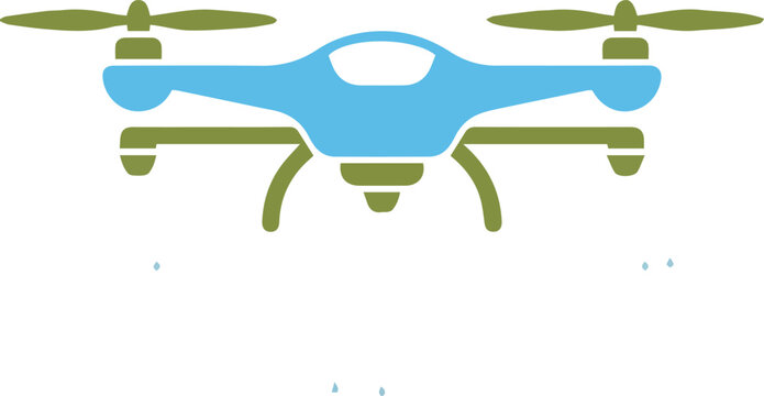 Minimalist drone quadcopter illustration for technology aerial delivery and logistics business branding