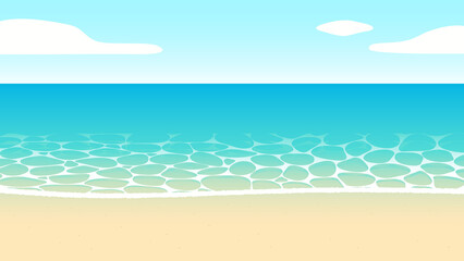 夏 ビーチ 海 青空 砂浜 配信 サムネイル バナー デザイン 背景 イラスト  © ラムネマテリアル（公式）