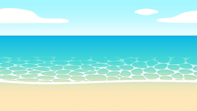 夏 ビーチ 海 青空 砂浜 配信 サムネイル バナー デザイン 背景 イラスト 