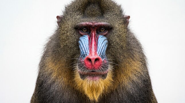 Portrait of a colorful mandrill monkey