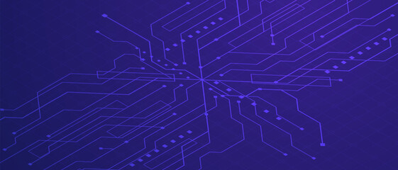 Obraz premium Abstract Circuit Line Network Technology Purple Background