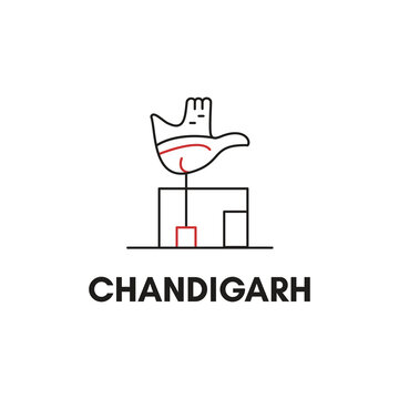 Minimalist temple illustration representing chandigarh, blending heritage architecture with modern clean line design aesthetics style.
