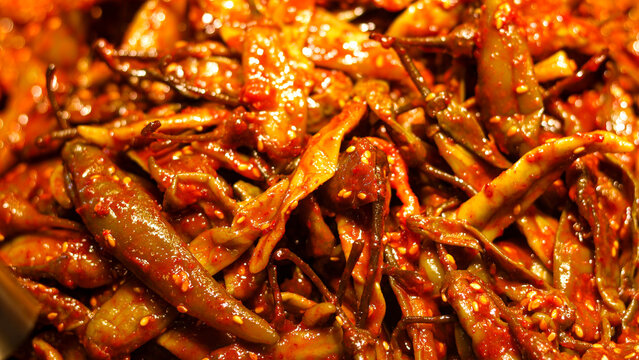 Korean pickled green chili peppers (Gochu-jangajji), highlighting a popular side dish (banchan).