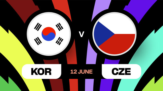 Dynamic Football 2026 Match Announcement Graphic for KOR versus CZE Tournament, showcasing the exciting Football 2026 event.