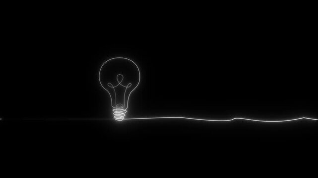 Neon Light Bulb Idea Icon Animation for UI UX on Dark Background