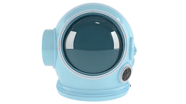 Light blue 3d rendered astronaut helmet with large round window