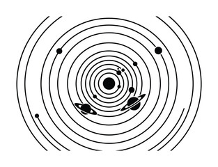 Solar System Vector Illustration, Celestial Orbits, Planetary Motion, Astronomical Science Graphic, Space Exploration Concept © Tamanna