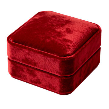 [Transparent Background PNG]Red Velvet Jewelry Box, Square Ring Box