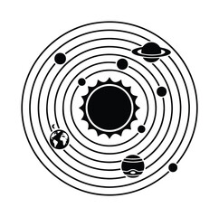 Solar System Vector Icon Set, Celestial Bodies Orbiting Sun, Astronomical Science Graphic, Space Exploration Illustration © Maria