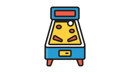 Pinball Machine Vector Icon Illustration with Editable Stroke. Modern Flat Design of a Retro Arcade Game Machine Featuring Flippers, Ball, and Bumpers. Isolated on White Background for Gaming Apps. © MDRAISULISIAM