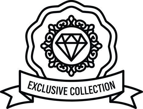 Exclusive Collection Emblem with Diamond and Banner Illustration