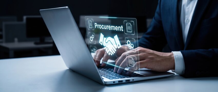 Procurement process streamlined enhancing business efficiency through digital solutions corporate office technology overview professional environment modern viewpoint