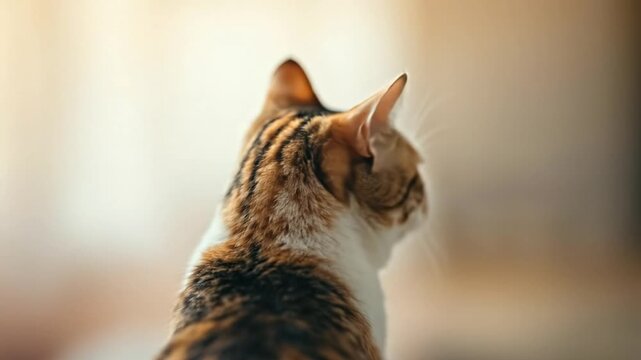 Close-up of a cat's back and head, shot with a shallow depth of field.