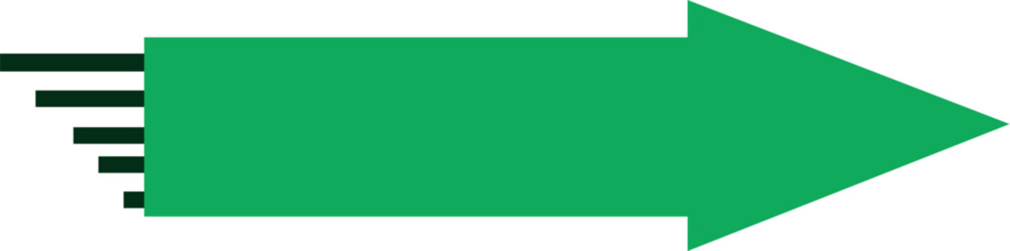 Modern Dynamic Green Arrow with Speed Lines &ndash; Direction Motion Icon