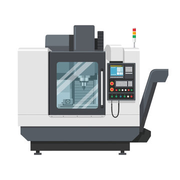Modern CNC Milling Machine Vector Illustration for Industrial Production