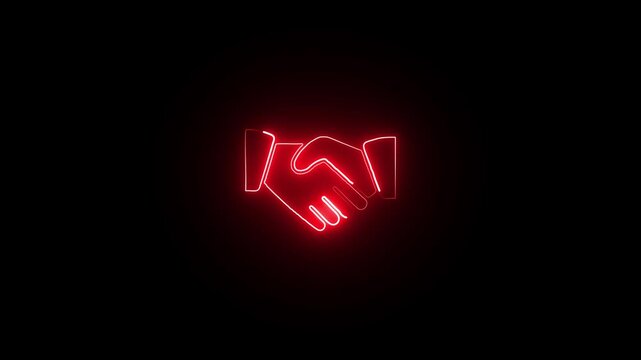 Neon line Creative handshake design displays unity and collaboration.relationships, support, co-worker, work together Neon line Creative handshake design displays unity and collaboration.