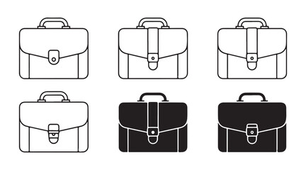 Business briefcase icons set isolated on white background, simple outline and filled vector graphics. © Farik
