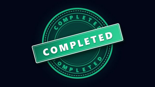 Modern 3D Teal Completed Stamp Animation for Business Task Management and Project Success Progress