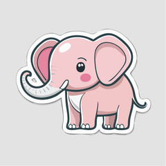 Obraz premium Cute Pink Cartoon Elephant Sticker