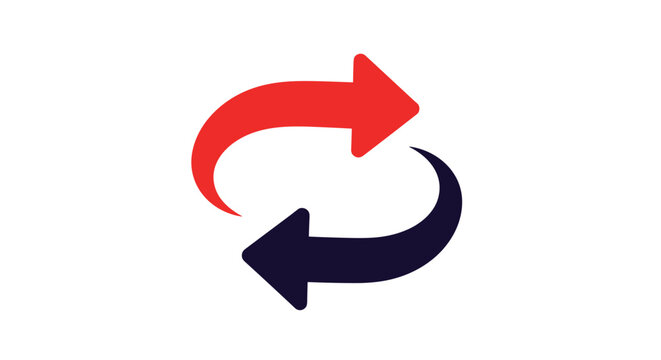 Simple icon featuring a red arrow and a black arrow curving towards each other to represent exchange or sync.