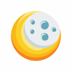 Fototapeta premium Stylized Moon with Craters and Yellow Crescent