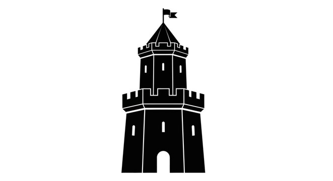 Black silhouette of a castle tower.