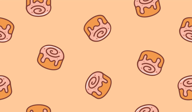 Cinnamon rolls pattern background vector design