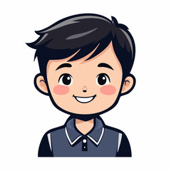 Obraz premium Cartoon Boy Avatar with Dark Hair and Blue Shirt