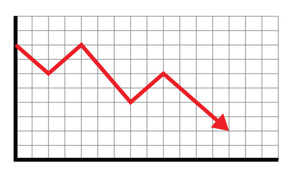Stock icon on white background. flat style. financial market crash icon for your web site design, logo, app, UI . graph chart downtrend symbol. chart going down sign. vector Illustration . EPS 10 .